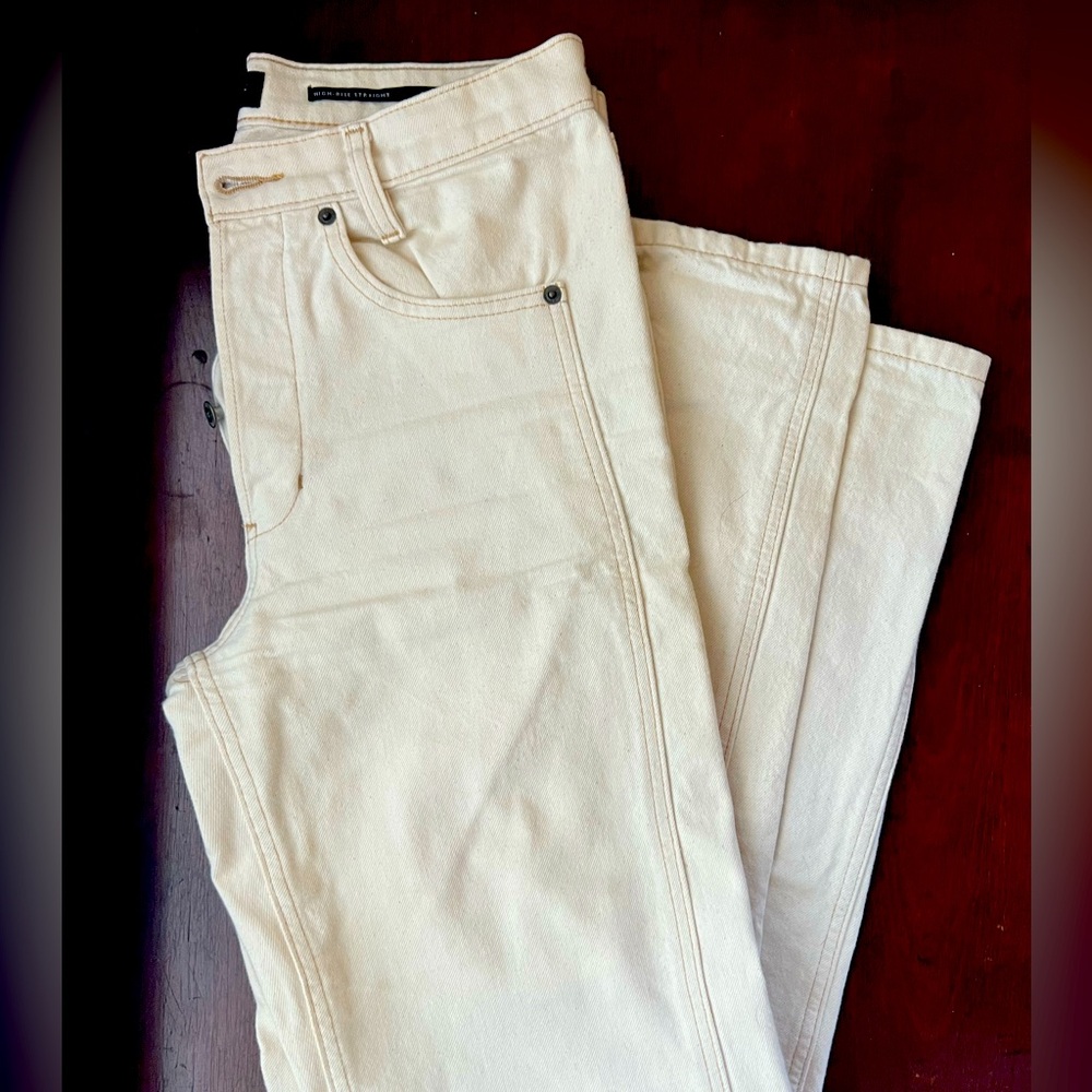 Banana Republic high rise straight leg white jean